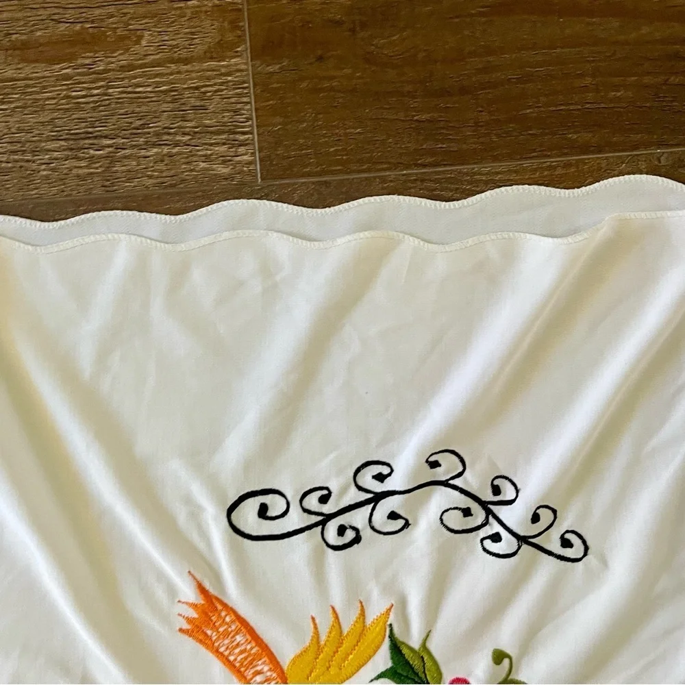 Embroidered White Pillowcase with Colorful Design 18/27 Inch